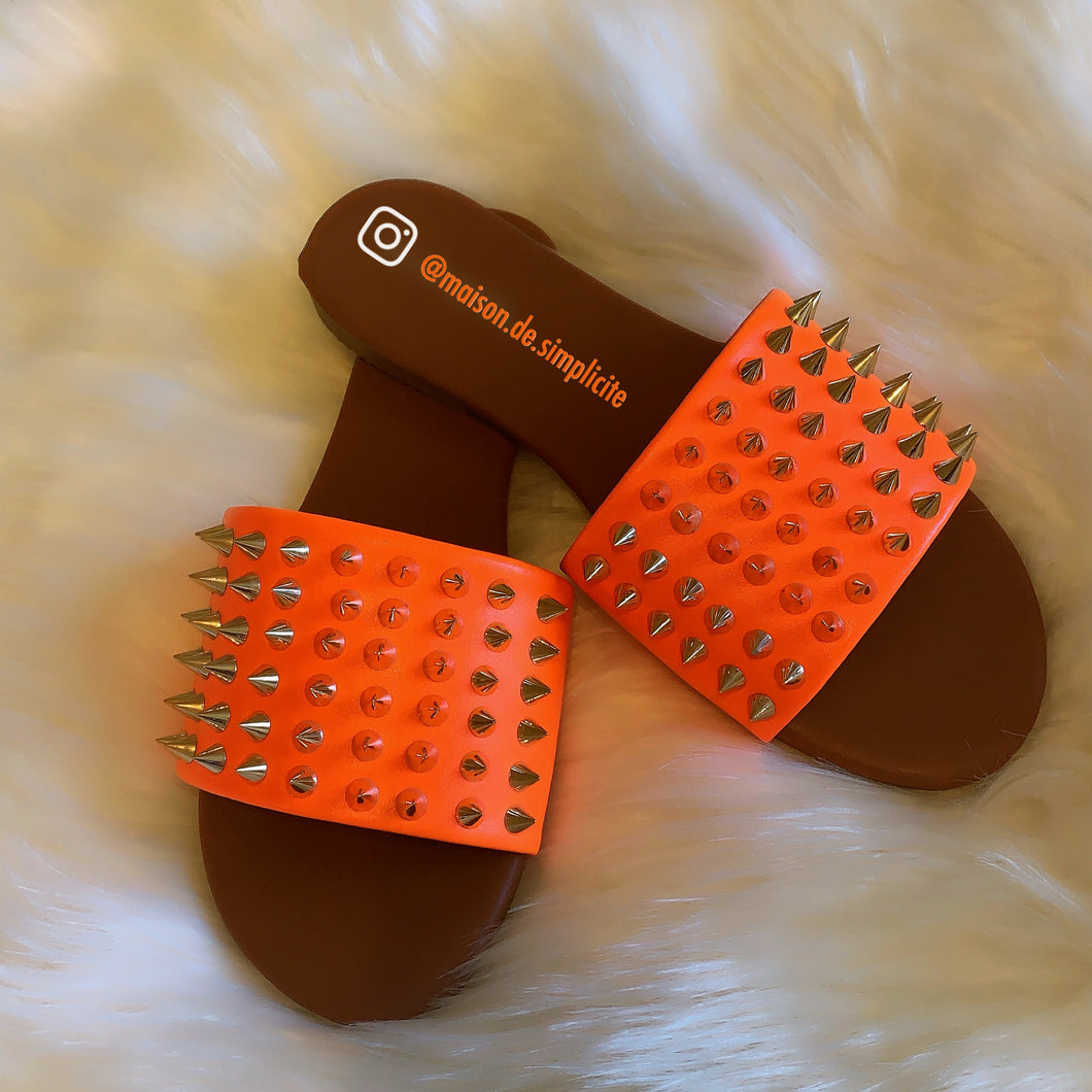 Gioni Spiked Sandal | Neon Orange