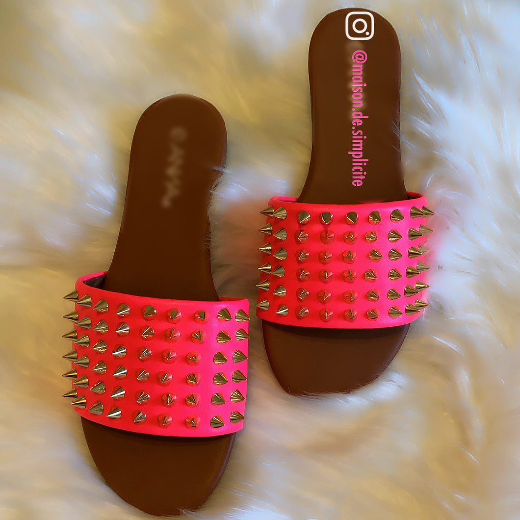 Gioni Spiked Sandal | Neon Pink